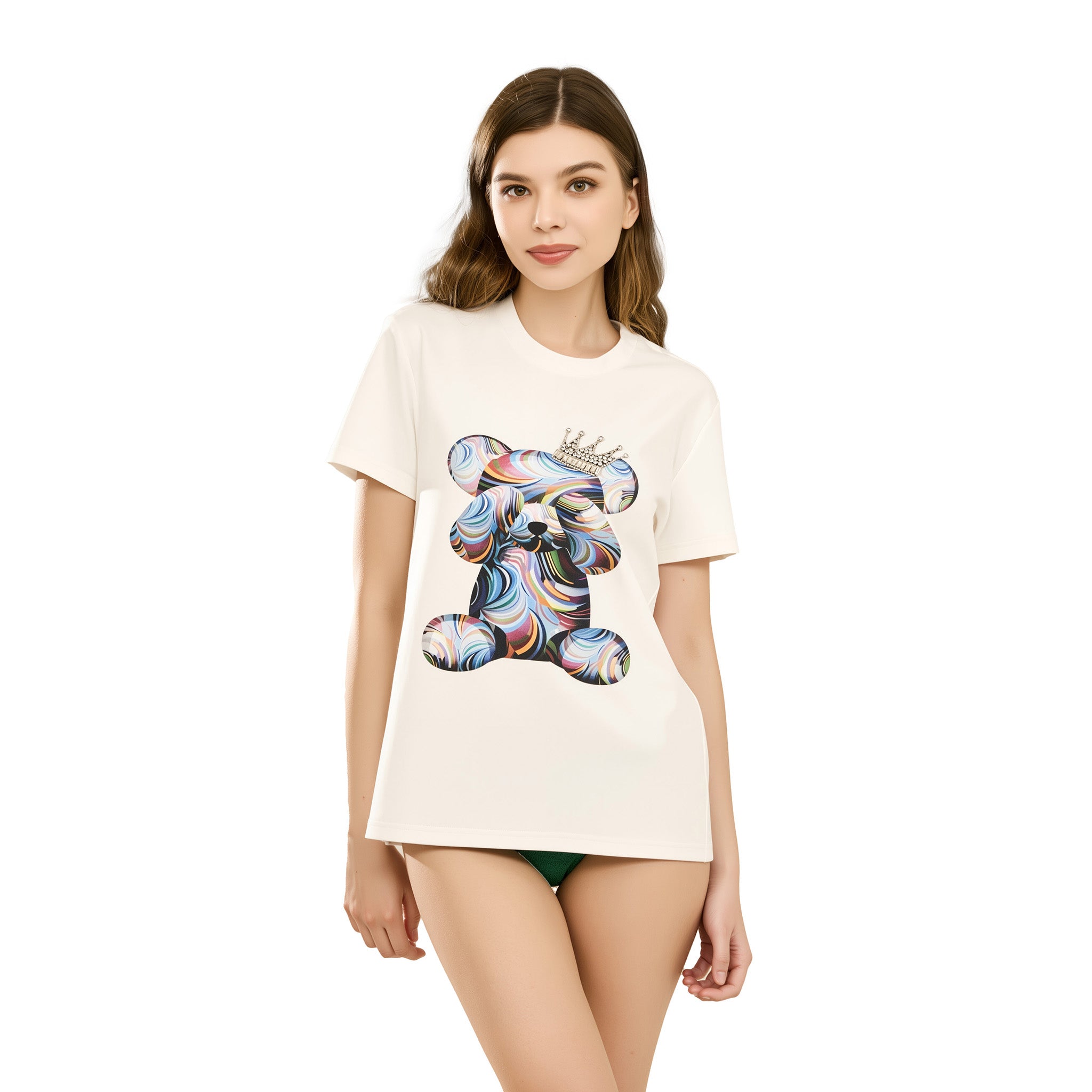 Cotton Bear Printed & Embroidered T-Shirt